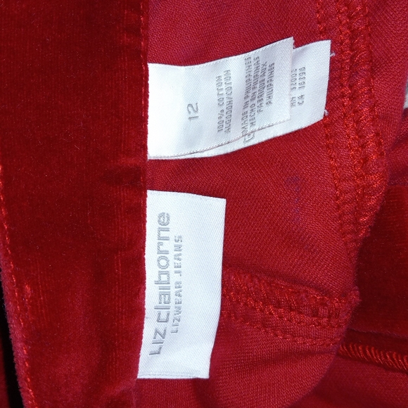 Size  12 Liz Claiborne Red Velvet Pants - Picture 4 of 4